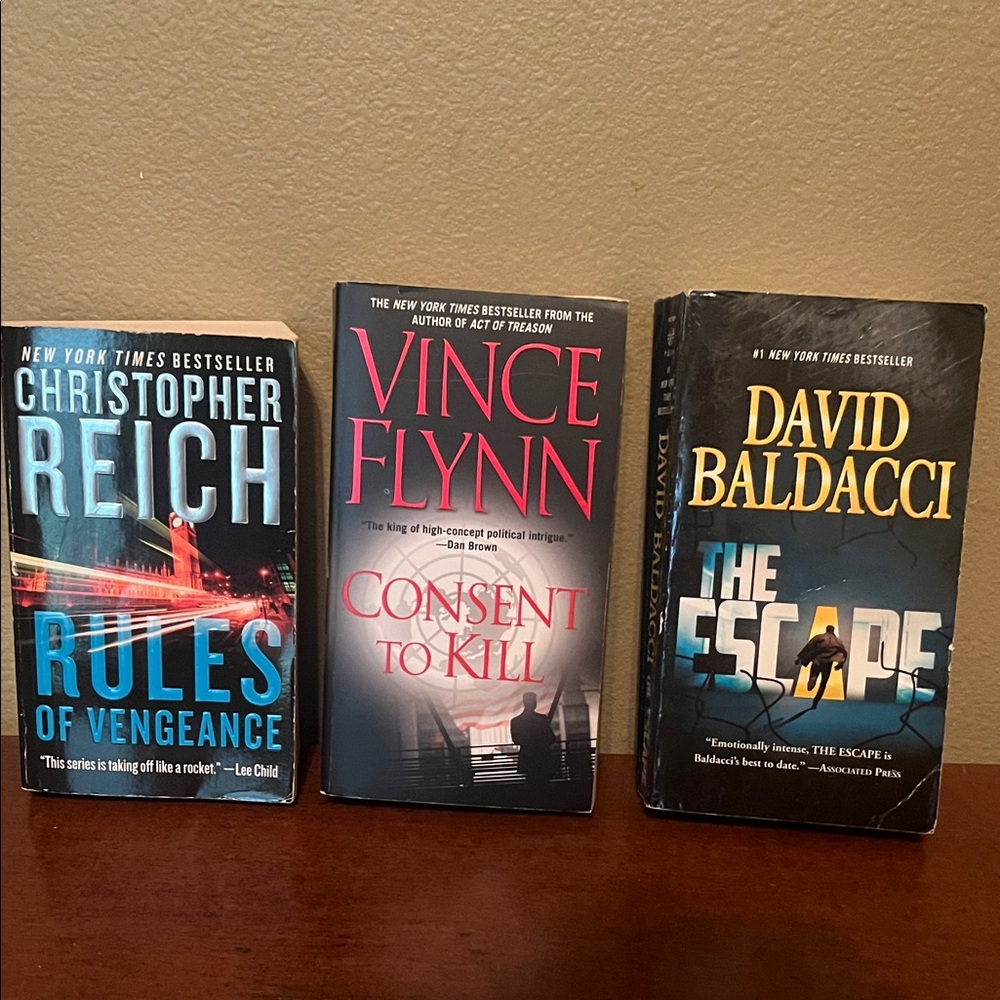 Lot of 3 Paperback Novels - Suspense, Intrigue, Thrillers by Well Known Authors